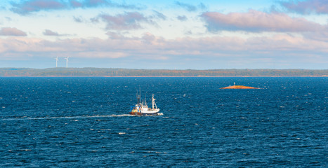 Commercial fishing trawler boat