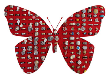 farfalla con sfondo di anelli,butterfly with rings background