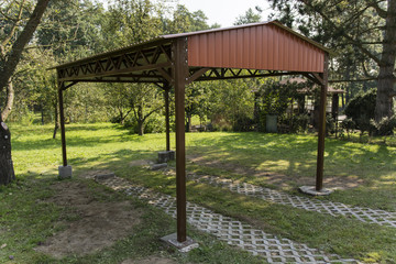 Sheet metal carport.