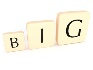 Growing Letter Tiles Forming The Word Big, 3d illustration