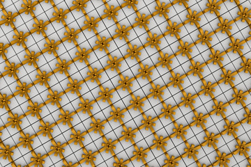 White gift boxes with orange ribbon bow