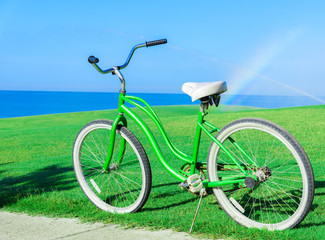 bike is a green meadow