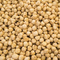 Raw wet gold chickpeas, healthy vegan food with a lot protein, macro shot, selective focus