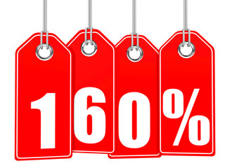 Discount 160 percent off. 3D illustration.