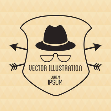 Hat and glasses icon. Hipster style vintage retro fashion and culture theme. Colorful design. Vector illustration