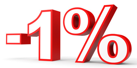 Discount 1 percent off. 3D illustration on white background.