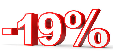 Discount 19 percent off. 3D illustration on white background.