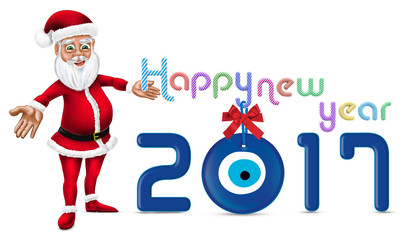 Fototapeta na wymiar 2017 happy new year typography and Santa Claus
