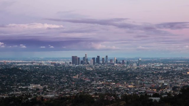Downtown Los Angeles Day To Night From Griffith Park