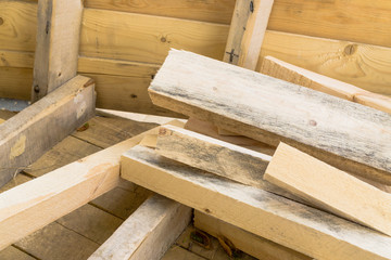 Fresh boards and wood shavings