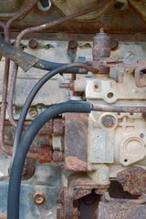 Plakat close up old machine parts texture