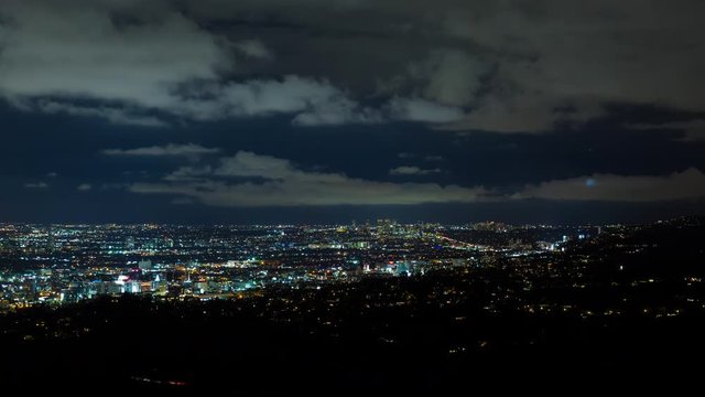 Hollywood, Beverly Hills and Hollywood Hills at Night Timelapse