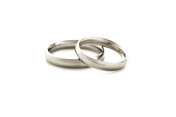 Silver wedding rings isolated on a white