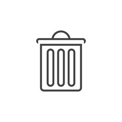 trash bin line icon, delete outline vector logo illustration, linear pictogram isolated on white