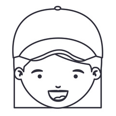 Obraz na płótnie Canvas Girl cartoon face with hat icon. Kid child little and people theme. Isolated design. Vector illustration