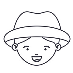 Obraz na płótnie Canvas Boy cartoon face with hat icon. Kid child little and people theme. Isolated design. Vector illustration