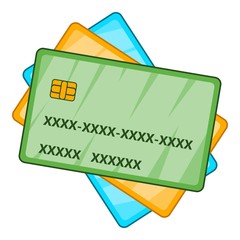 Plastic cards icon. Cartoon illustration of plastic cards vector icon for web