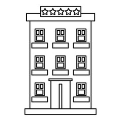 Hotel building five stars icon. Outline illustration of hotel building vector icon for web