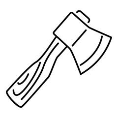 Axe with wooden handle icon. Outline illustration of axe vector icon for web