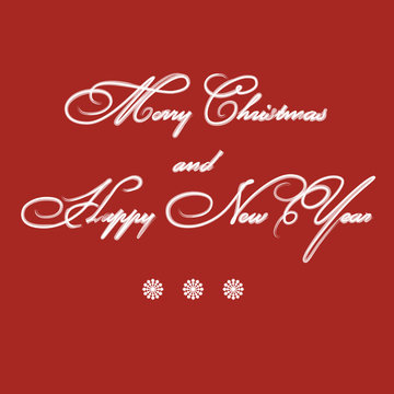 Christmas card - calligraphic letters on a RED background