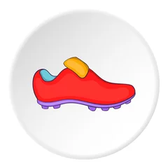 Schilderijen op glas Soccer shoe icon. Cartoon illustration of soccer shoe vector icon for web © ylivdesign