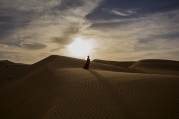 Senior Lady Silhouette in the Rub'al Khali Desert