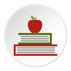 Apple and books icon. Flat illustration of apple vector icon for web design