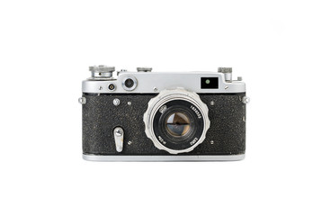 Vintage and retro camera isolated on white background