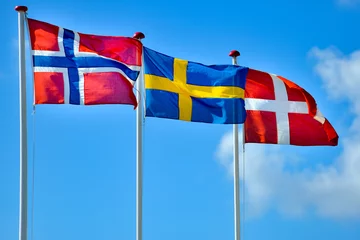 Fototapete Skandinavien Scandinavian flags