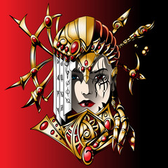 the priestess in the Golden suit