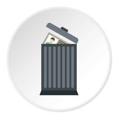 Summary in trash icon. Flat illustration of summary in trash vector icon for web
