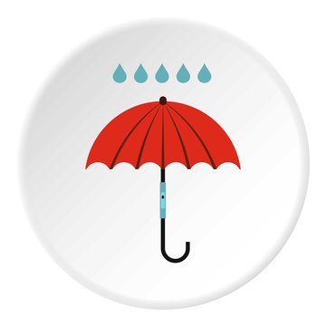 Umbrella and rain icon. Flat illustration of umbrella and rain vector icon for web