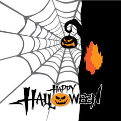 spider Halloween Pumpkin on white 