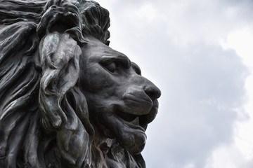 Close-up of a lion's head statue