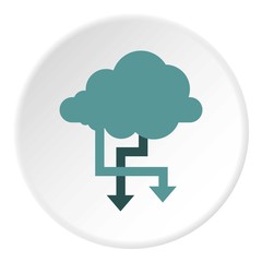 Storing files in cloud icon. Flat illustration of storing files in cloud vector icon for web