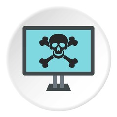 Virus on computer icon. Flat illustration of virus on computer vector icon for web