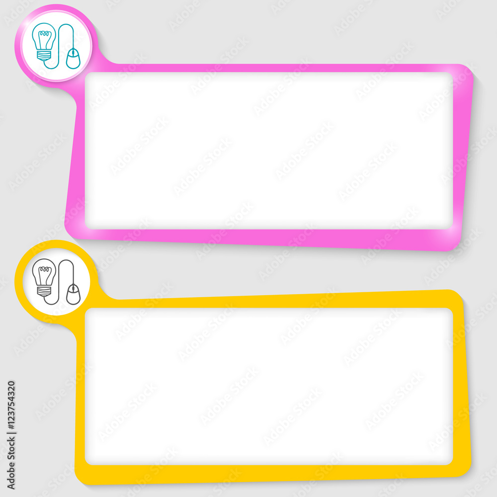 Poster set of two text boxes for your text and idea symbol