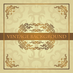 Card with floral elements. Floral wallpaper. Pastel colors. Decoration in gold