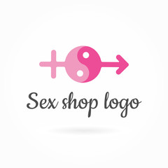 Sex shop logo template, editable vector, intimate xxx adult store logotype concept, gender symbol. Design element for identity, brochures, cards, prints, facades, window signage, digital projects