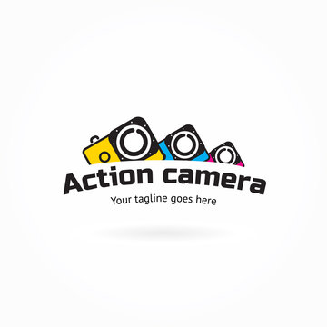 Action camera icon, vector illustration, colorful logo template, extreme video cam symbol, editable element for your designs.