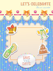 Wedding invitation cards with floral elements. Vector cards design. Wedding invitation, save the date. Vintage labels. Hand drawn ornaments. 