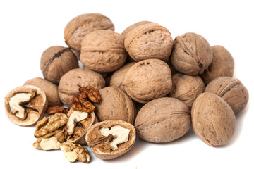 Group of walnuts Isolated on White Background