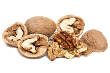Group of walnuts Isolated on White Background