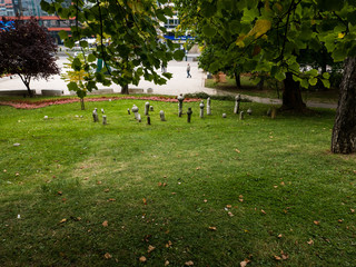 Tombstones in the park