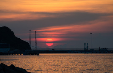 Fototapeta premium beautiful sunset in manzanillo bay