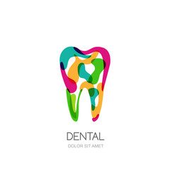 Creative vector logo concept for dental clinic, dentist and medicine. Colorful abstract tooth isolated icon, symbol, emblem