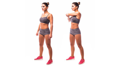 Young woman doing sport exercise.