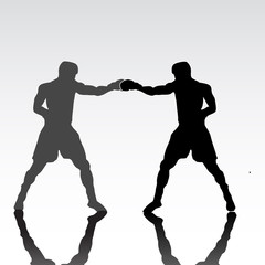 Boxing active young men box sport silhouettes vector abstract background illustration