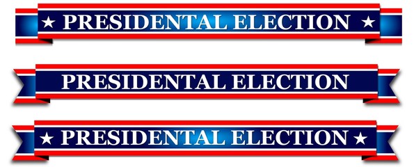 Presidential election 2016 banner template. Blue ribbon isolated on white background