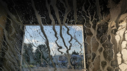 pattern of water at car wash